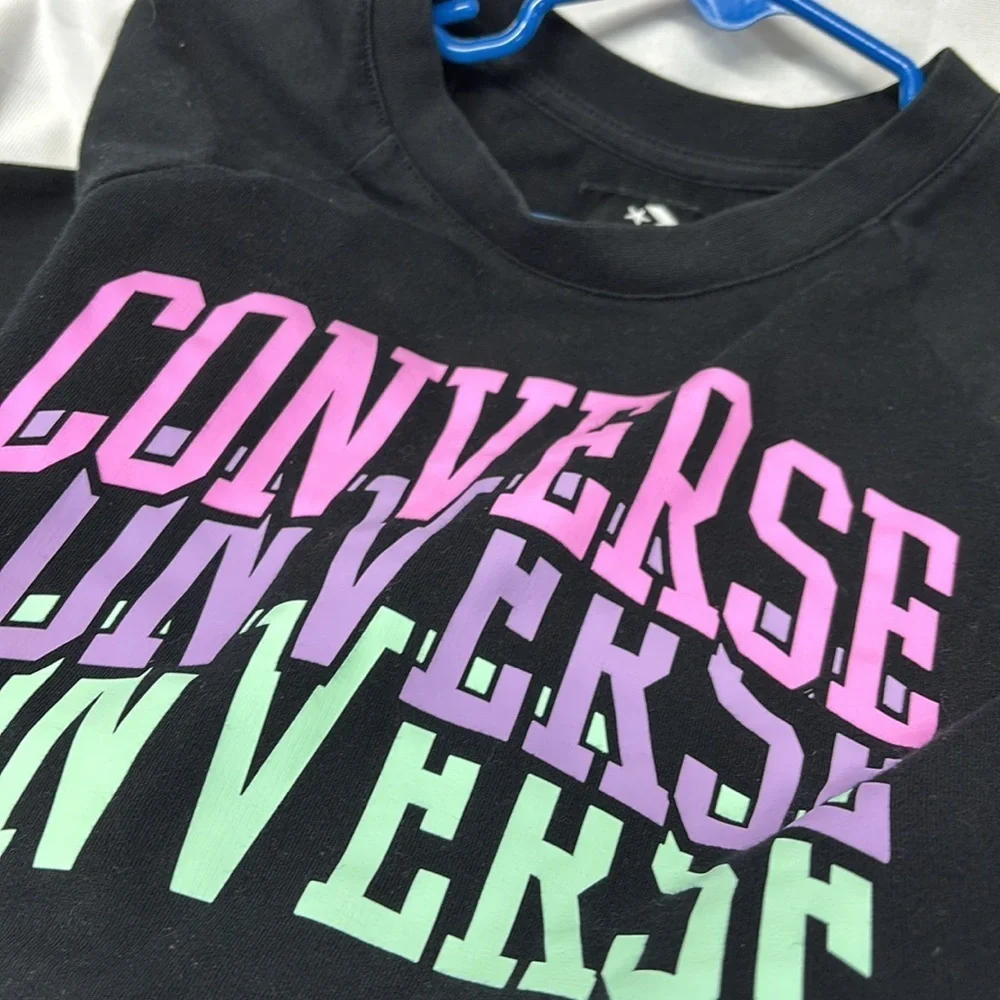 Converse Kids Black and Lavender long sleeve Sweatshirt medium(10-12 yr)